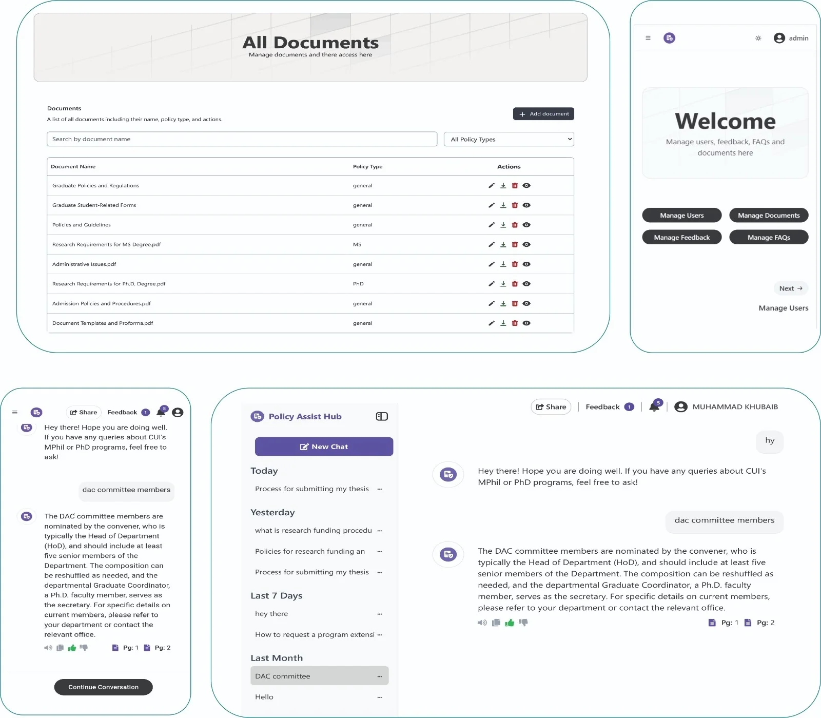 PAH Policy AI Assistant dashboard
