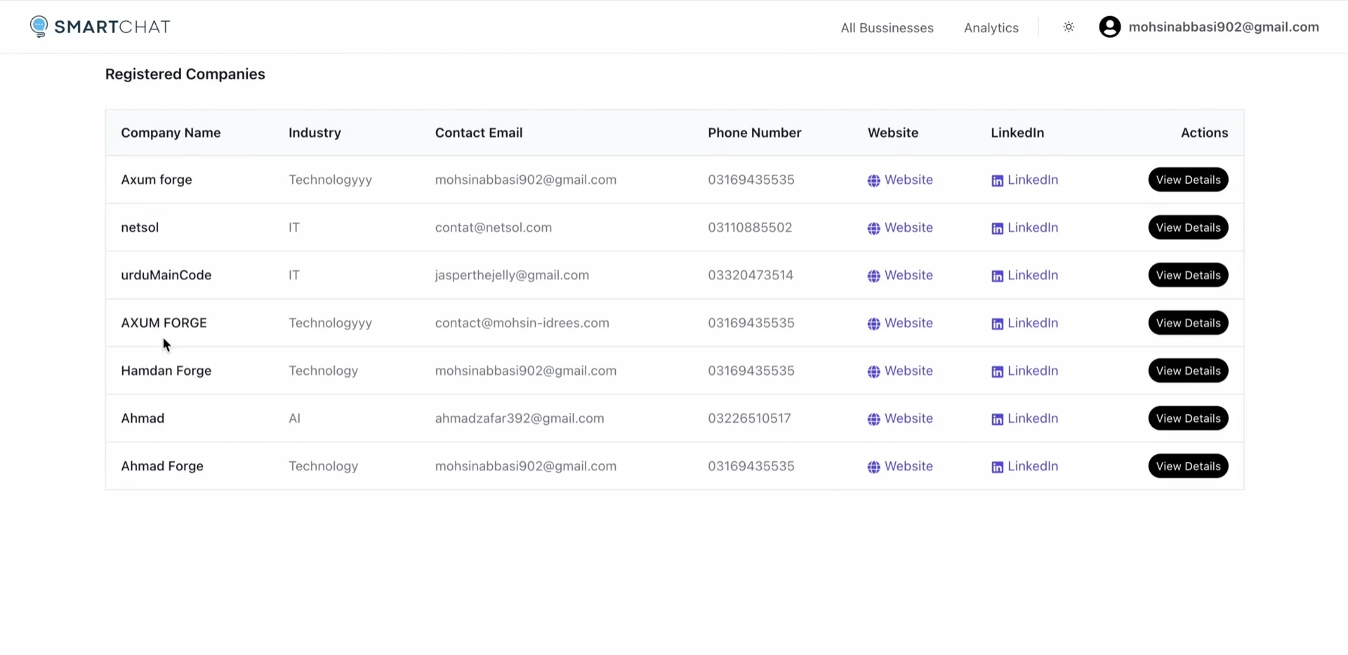 SmartChat conversation UI